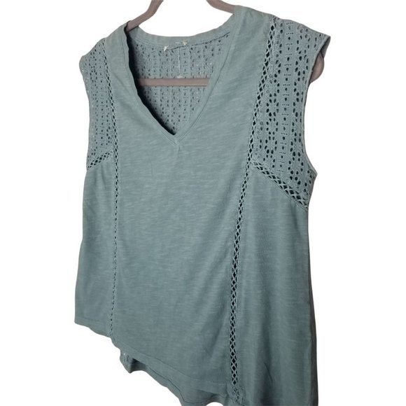 Sundance Womens Blue Eyelet Crochet Blouse Top V-N - Picture 4 of 5